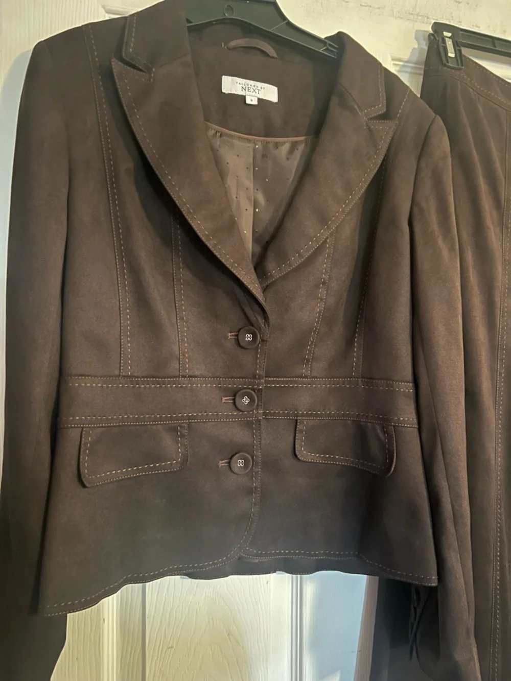 Next Chocolate Brown Suede Two-Piece Skirt Set